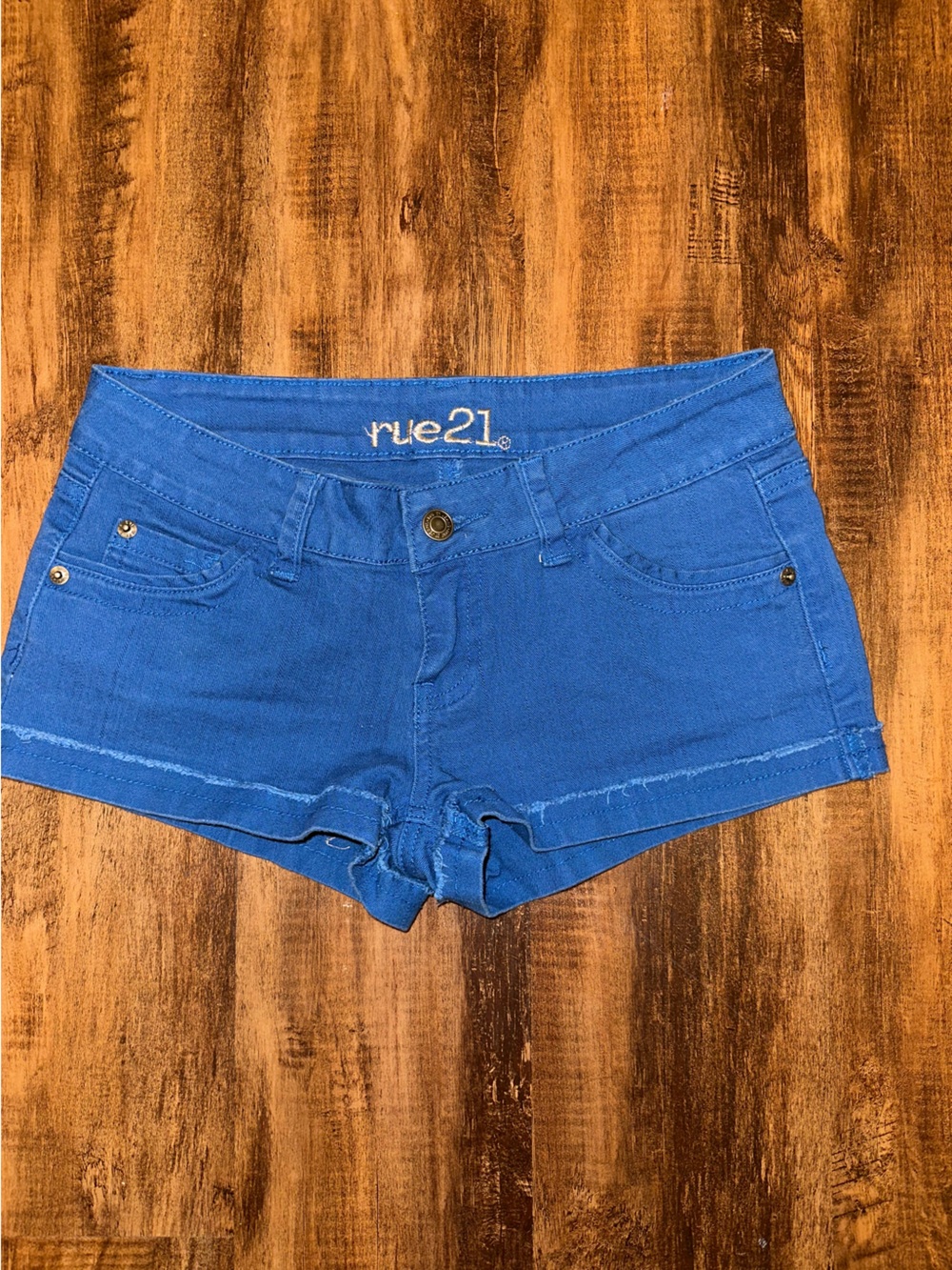 Rue 21 Bright Blue Denim Shorts micro low rise